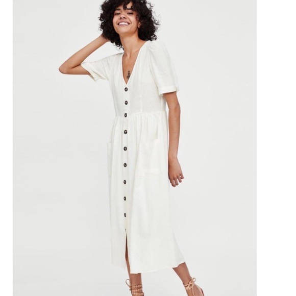 Zara Dresses & Skirts - Zara upcycled linen midi dress